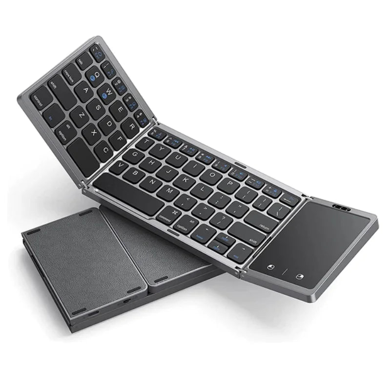 Foldable  Rechargeable Wireless Bluetooth Keyboard for PC, Mac, Smartphone Windows, iOS, & Android